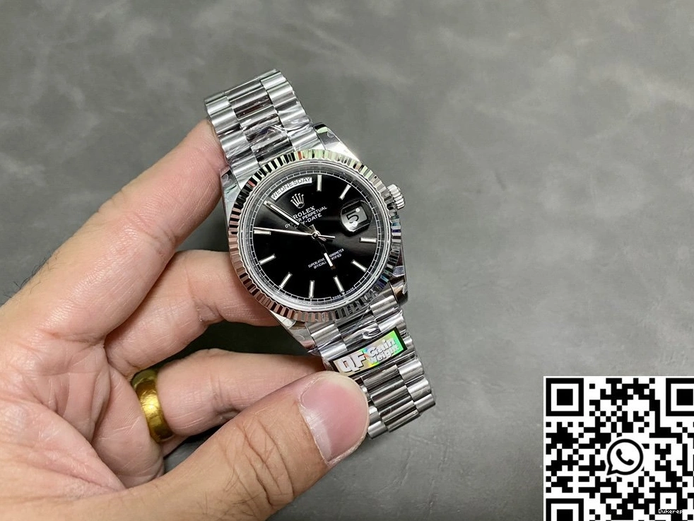 Factory Tungsten QF v5 Day M228239-0004 Date Dial Black Steel Rolex 0315